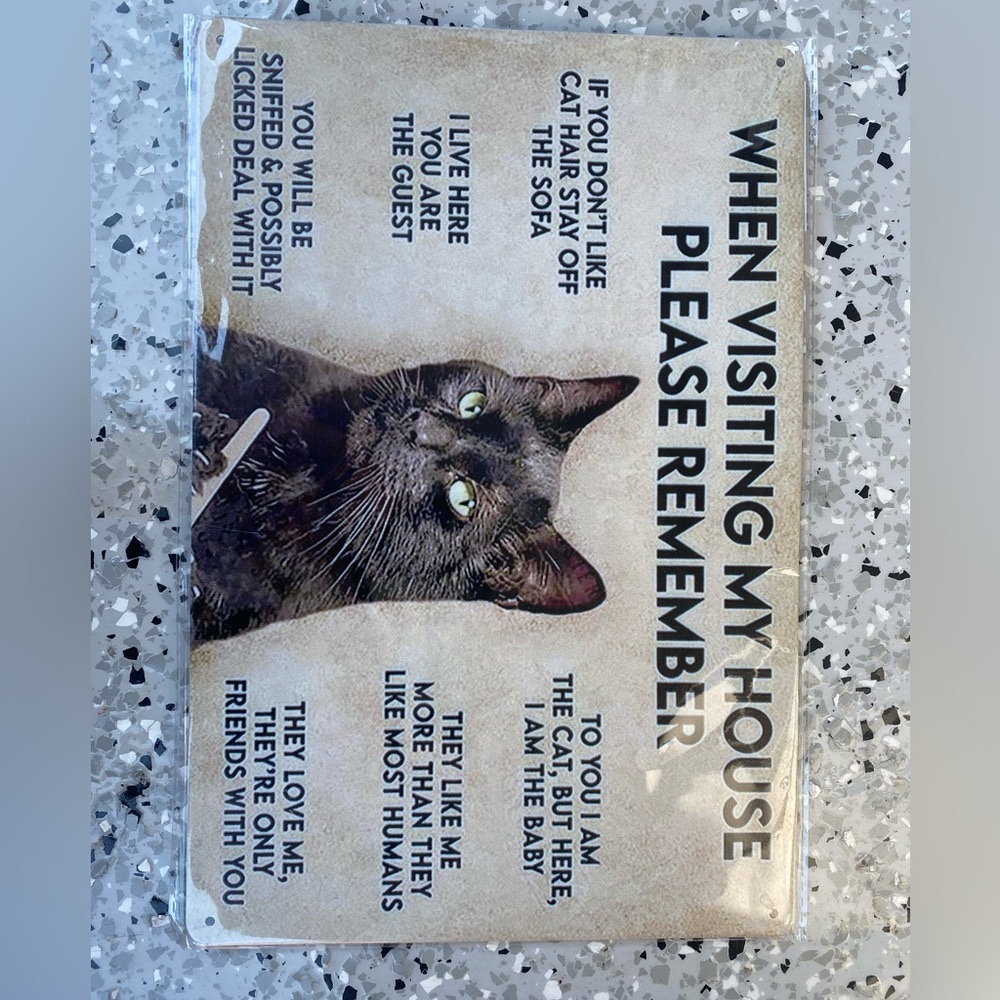 Cat-Themed Decorative Sign, NWT